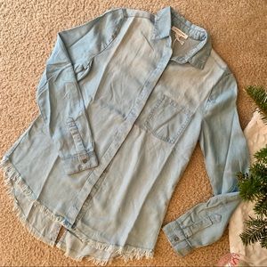 BRAND NEW Chambray Shirt with Raw Hem